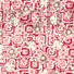 Kép 1/5 - Viszkóz jersey – Piros négyzetes alapon szürke virág mintával