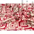 Kép 4/5 - Viszkóz jersey – Piros négyzetes alapon szürke virág mintával