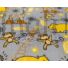 Kép 4/4 - Pamutvászon – Zsiráf, majom és víziló mintával, sárga árnyalatban