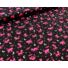 Kép 3/4 - Pamutvászon – Fekete alapon pink cica és denevér mintával