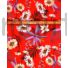 Kép 2/6 - Viszkóz selyem – Színes margaréta és pálma mintával, piros
