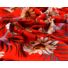 Kép 4/6 - Viszkóz selyem – Színes margaréta és pálma mintával, piros