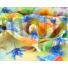 Kép 4/6 - Viszkóz selyem – Kék és sárga színű virágos mintával, DigitalPrint
