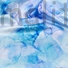 Kép 1/4 - Armani szatén – Kék és lila márványos mintával, DigitalPrint