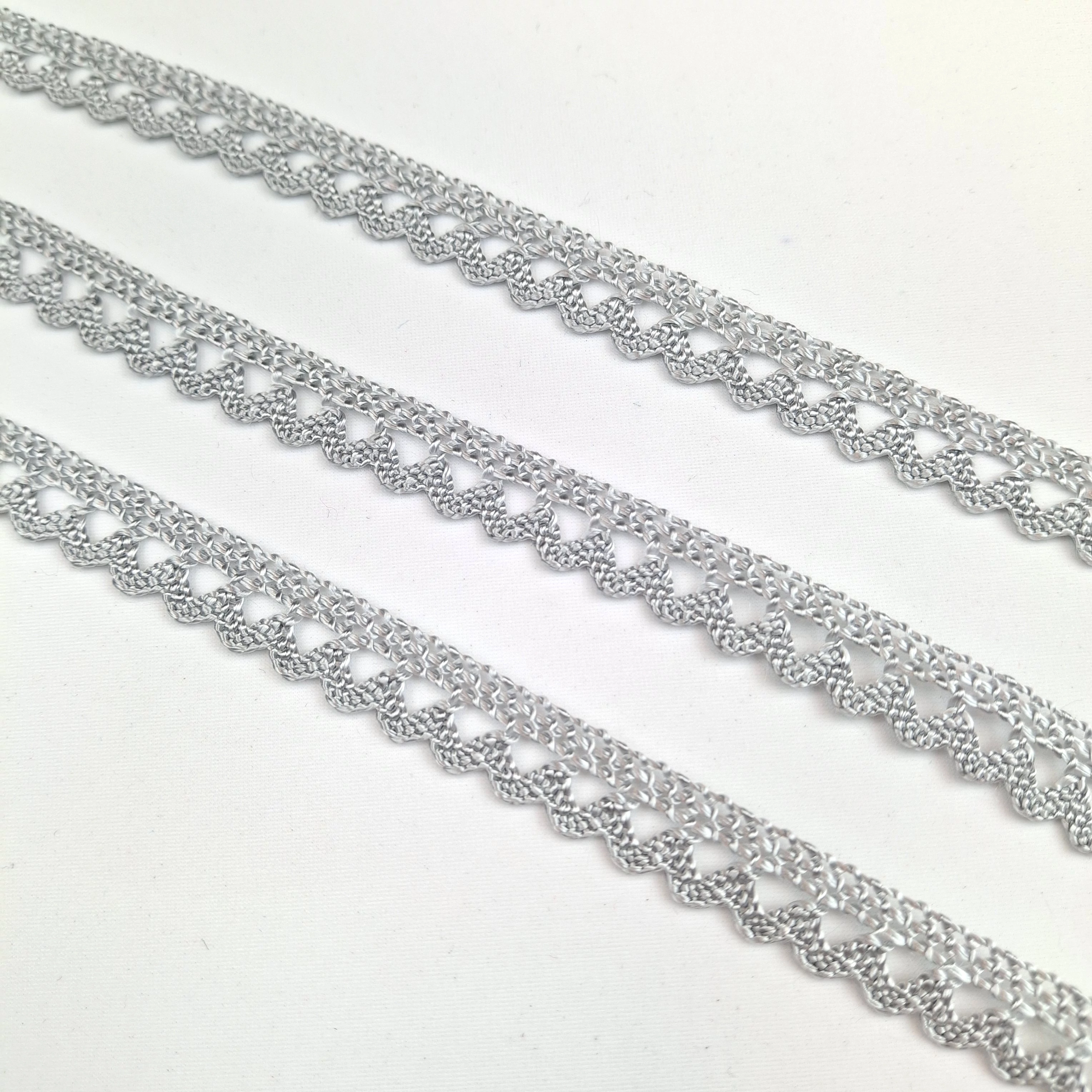 Csipke szalag – Szürke pamut csipke, 1cm