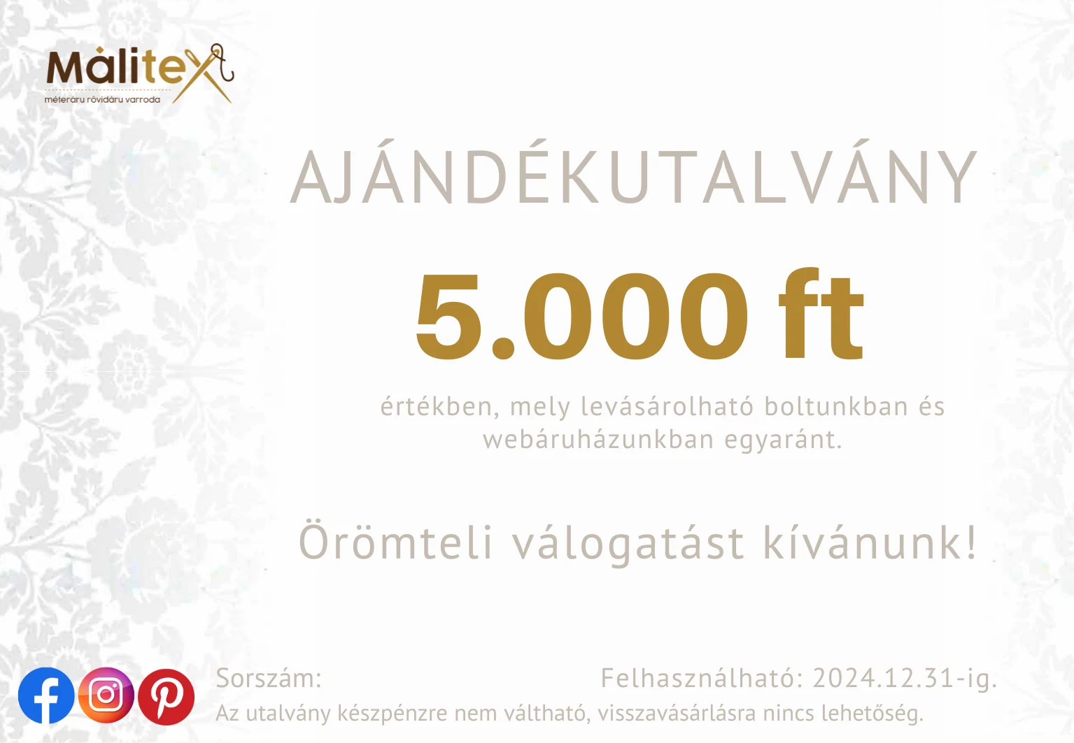 Ajándékutalvány – 5.000 ft