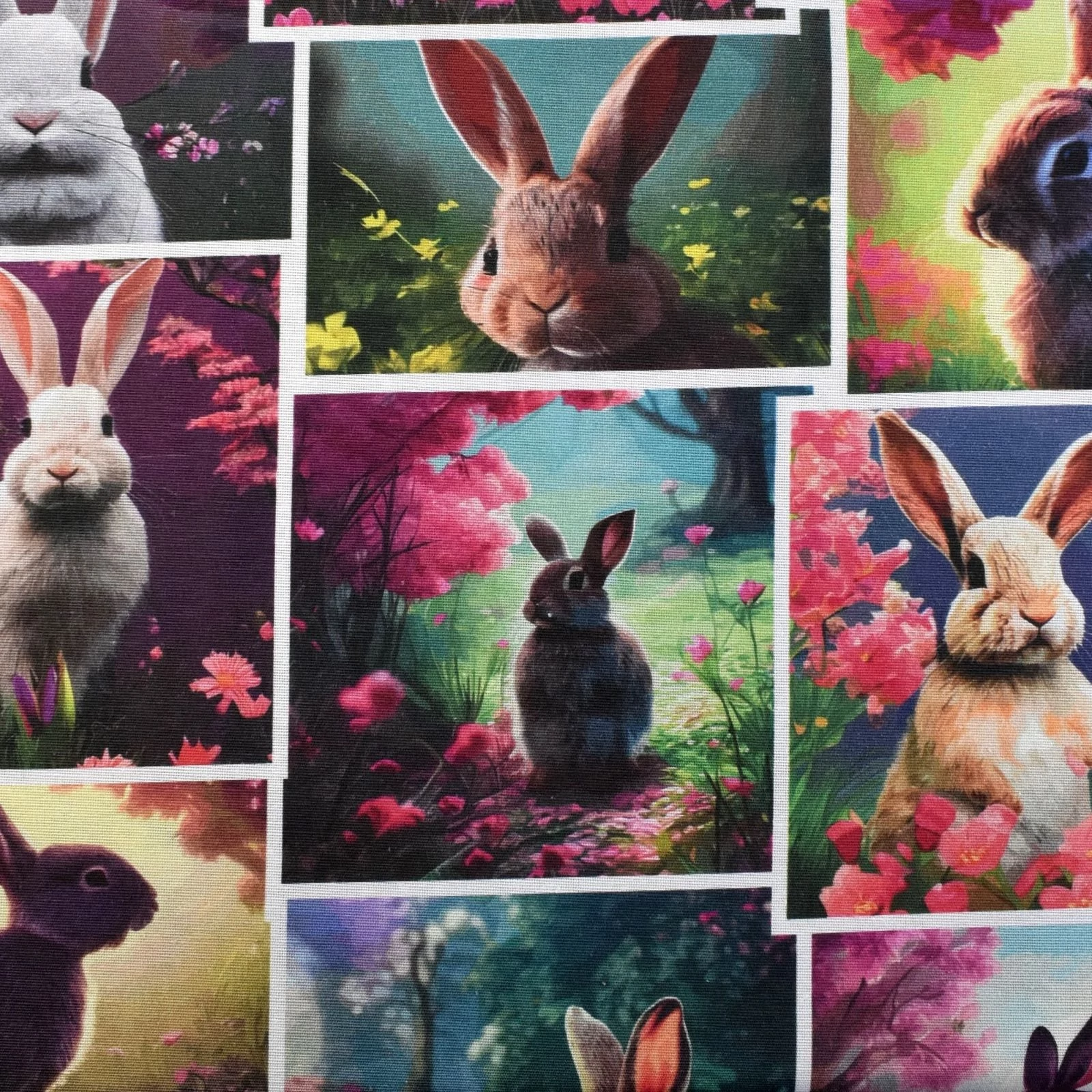 Dekorvászon – Montázsos húsvéti nyuszik mintával, Digital Print, LONETA WHISKERS