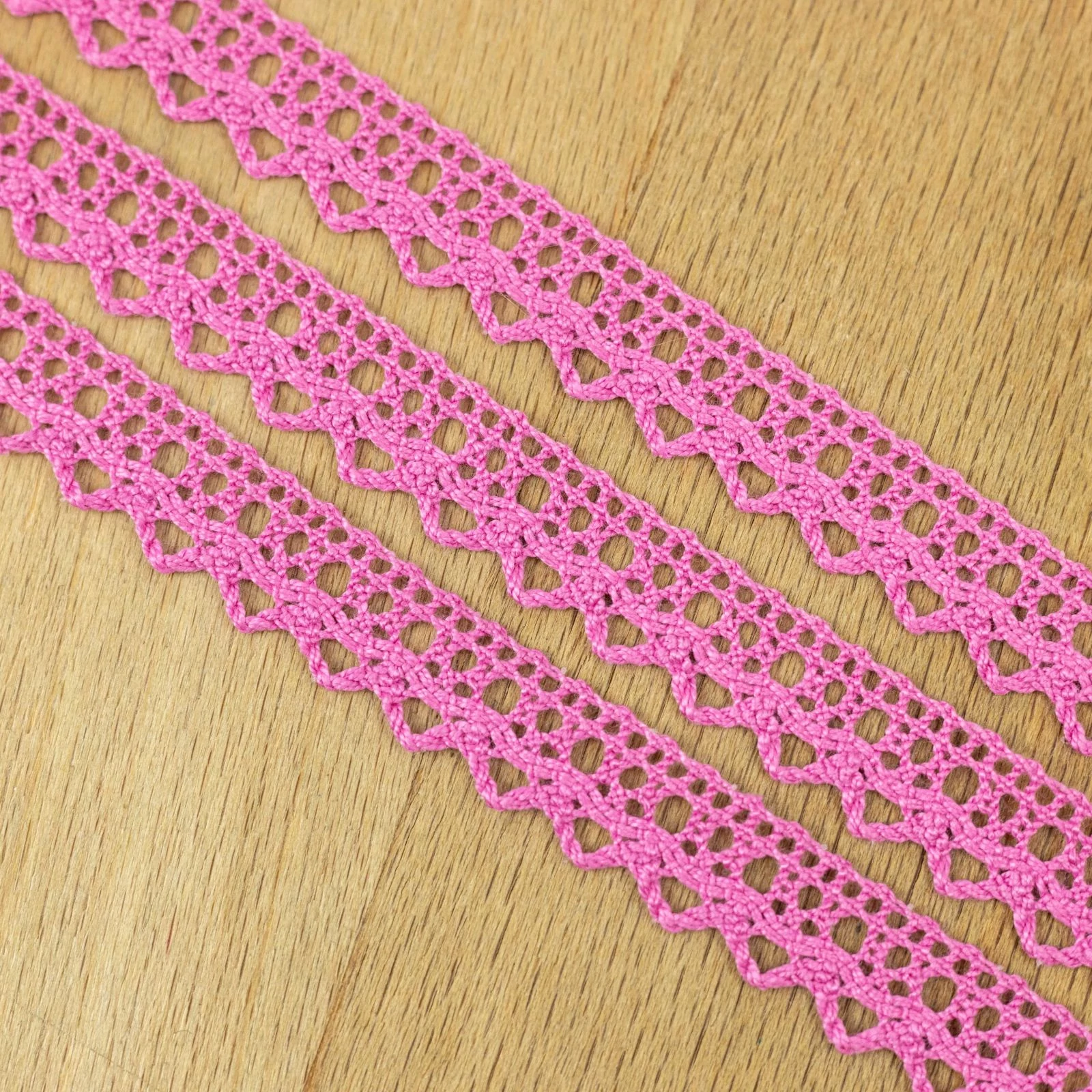 Csipke szalag – Rózsaszín színű pamutcsipke, 1,2cm