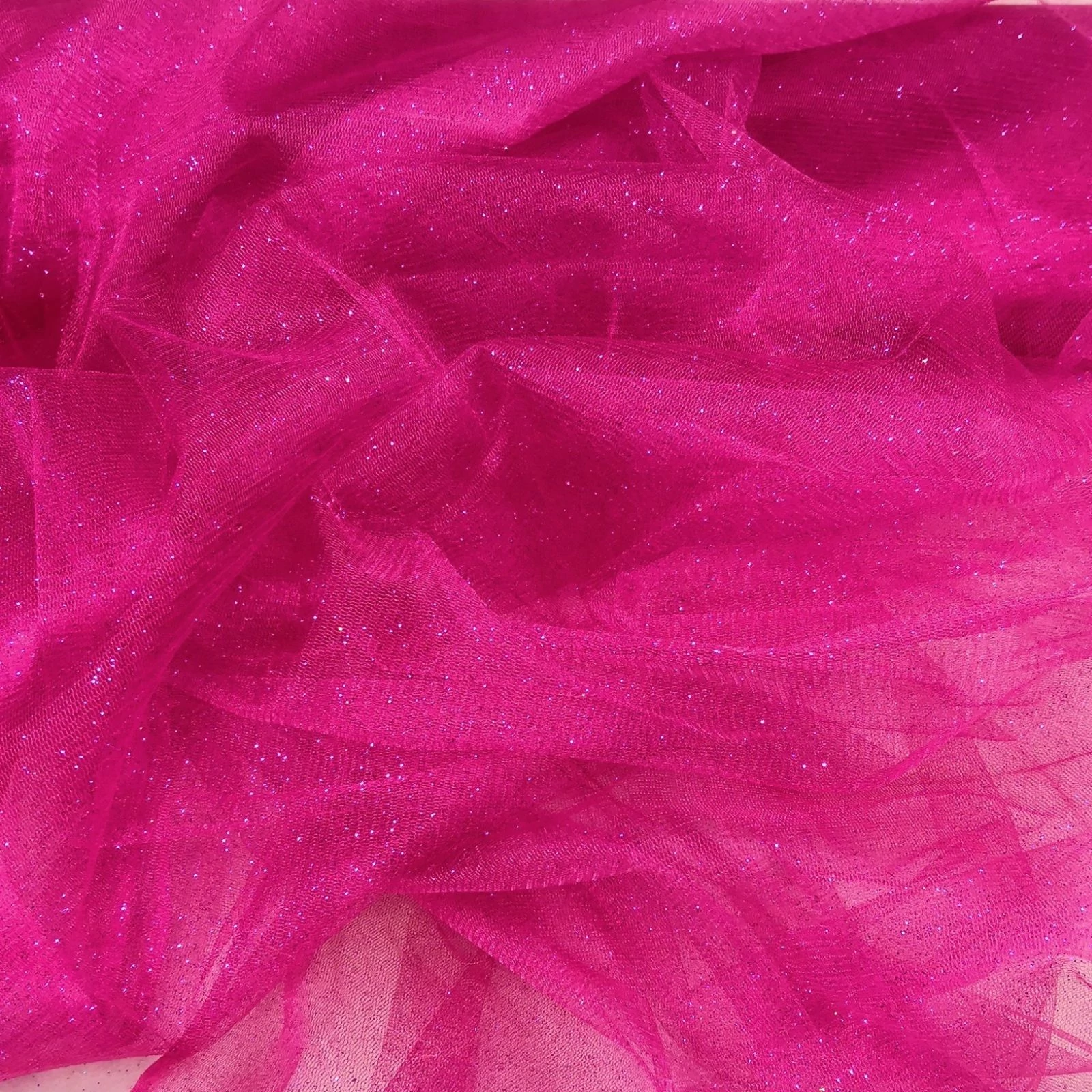Mesh Tüll – Pink színben, csillogó