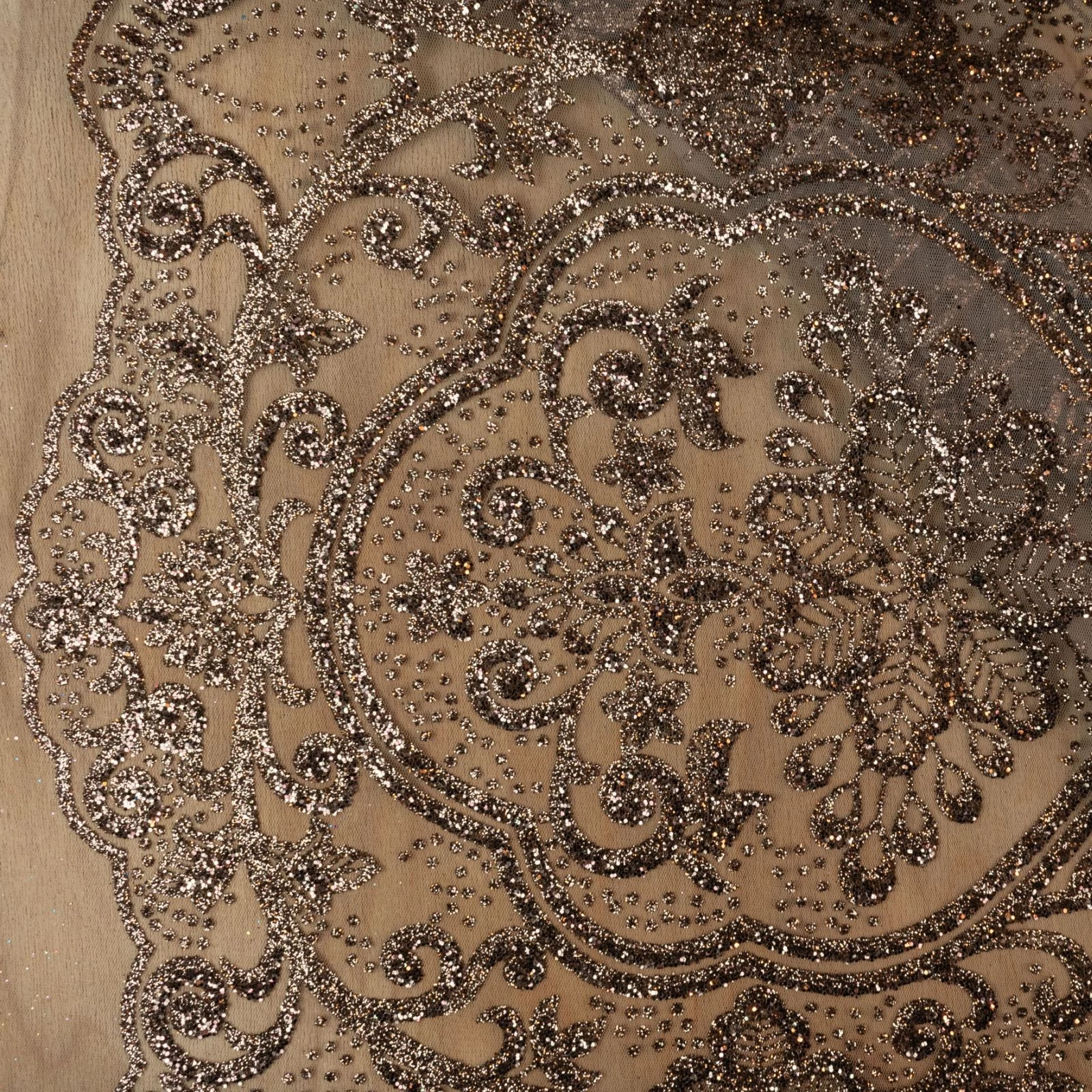 Alkalmi tüll – Bronz glitterrel, bordűrös