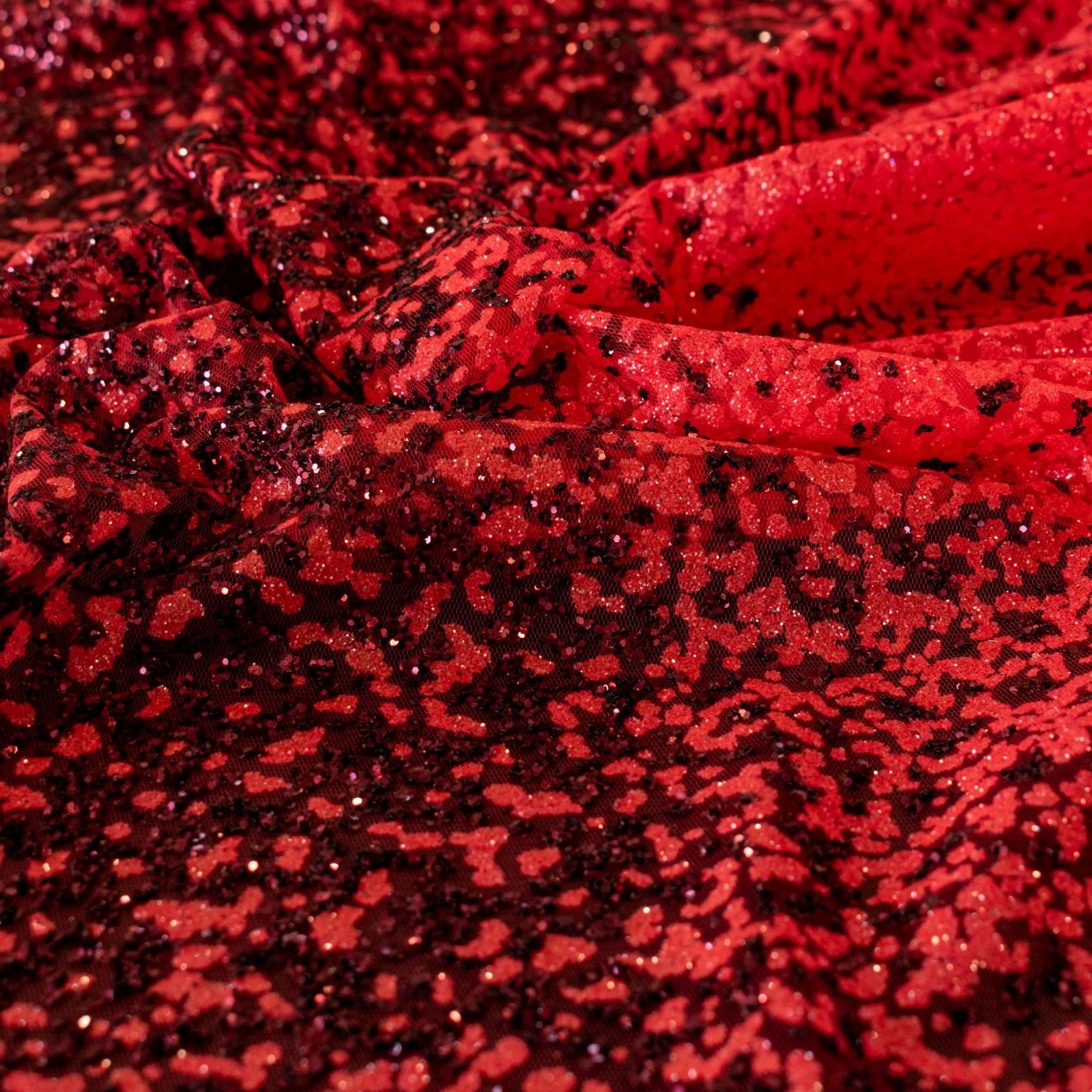 Alkalmi tüll – Bordó-korall átmenetes glitterrel díszítve