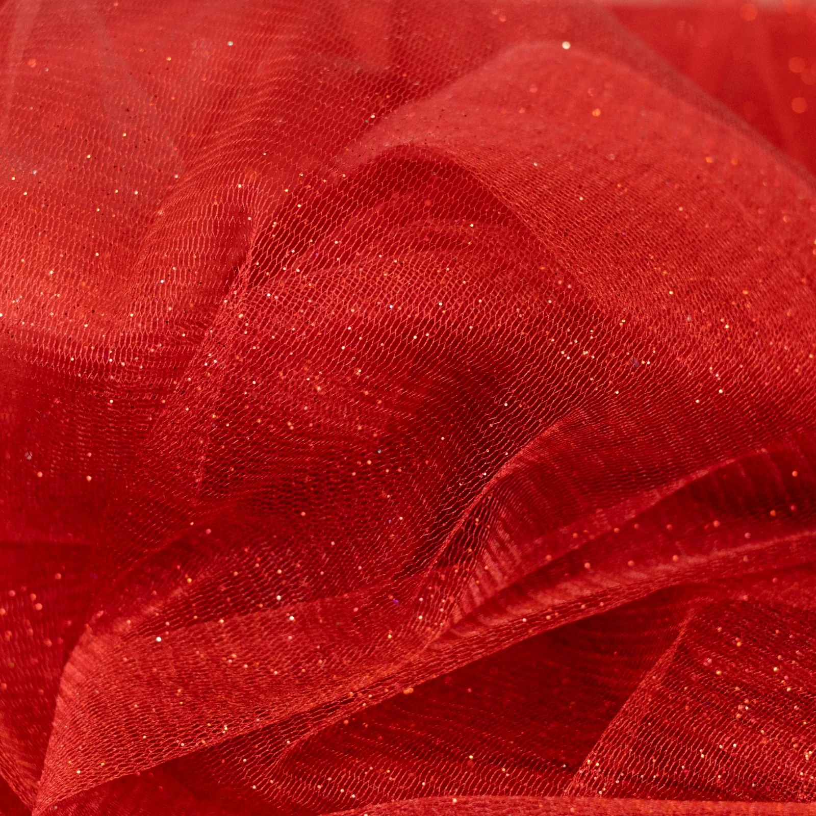Csillogó, mesh tüll – Meggypiros színben, piros glitterrel