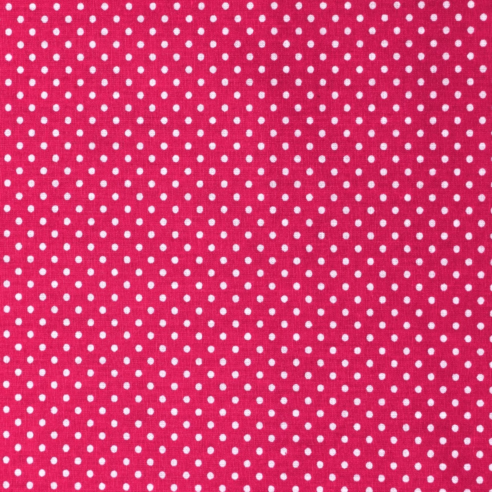 Pamutvászon – Magenta, fehér 2mm pöttyös mintával