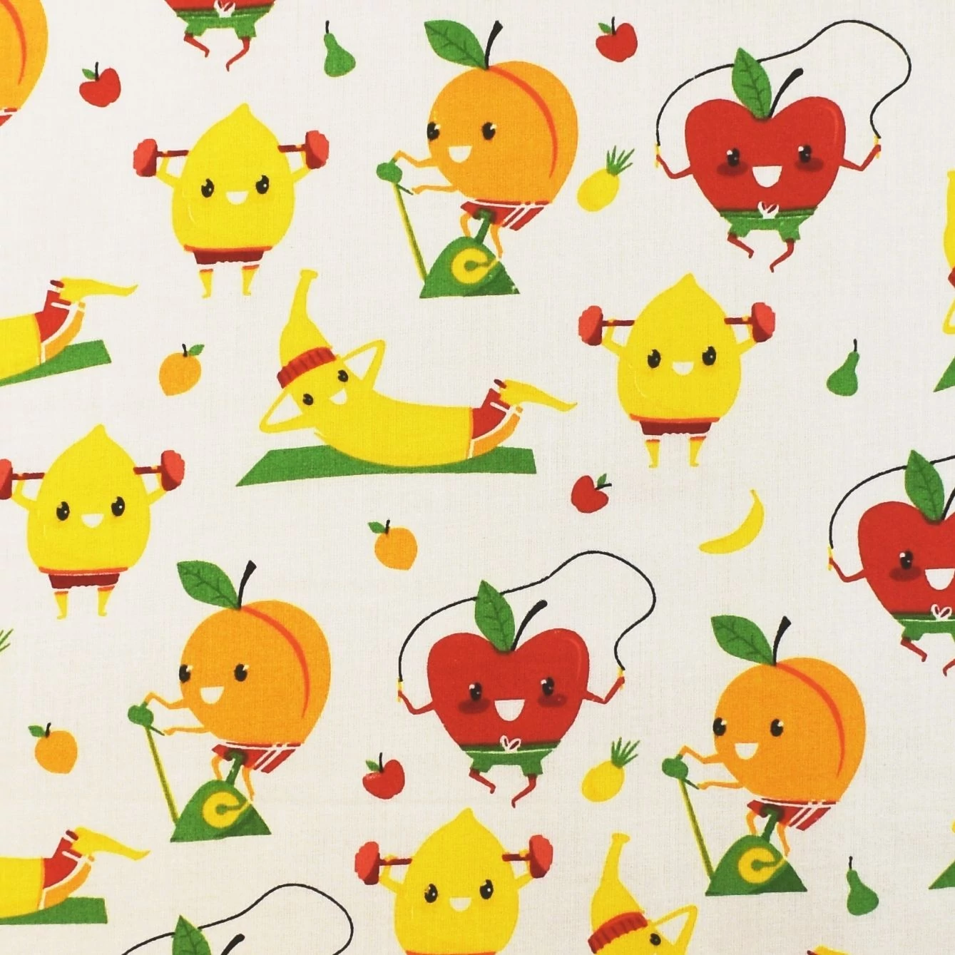Pamutvászon – Sportoló gyümölcsös mintával
