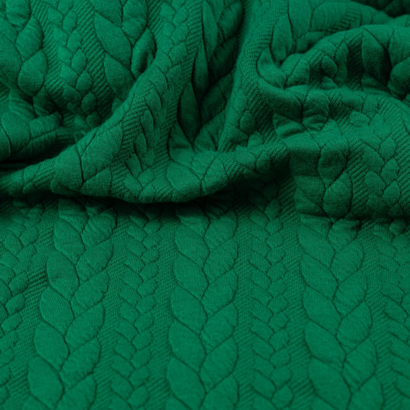 Kötött kelme – Fonott jacquard mintával, zöld