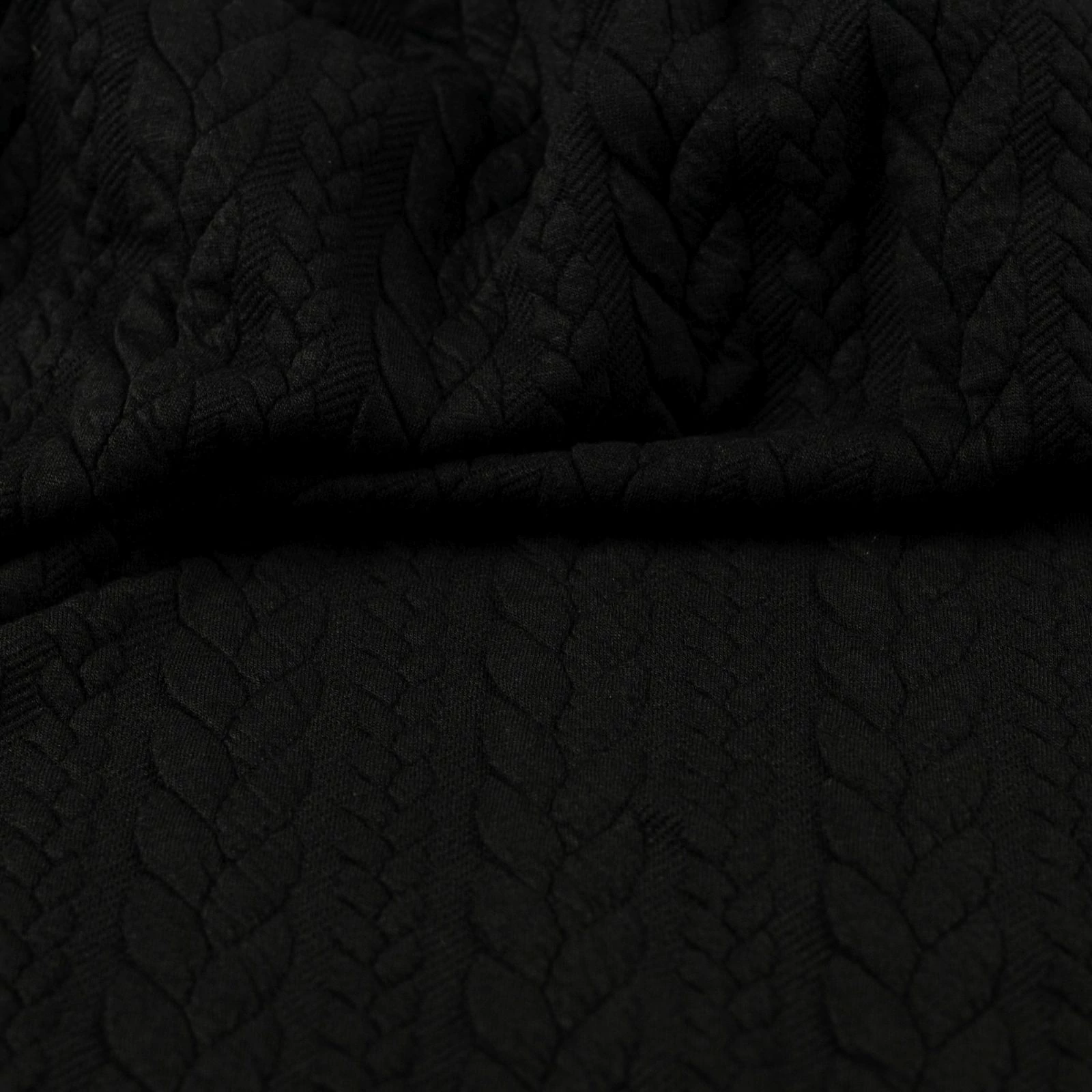 Kötött kelme – Fonott jacquard mintával, fekete